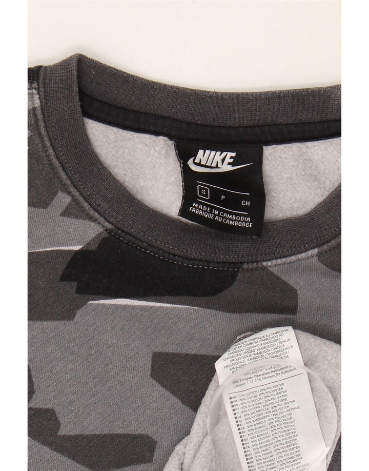 NIKE Mens Sweatshirt Jumper Small Grey Camouflage Cotton Vintage Nike and Second-Hand Nike from Messina Hembry 