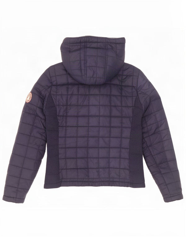 Giacca imbottita con cappuccio da donna Superdry UK 12 medio blu navy poliestere