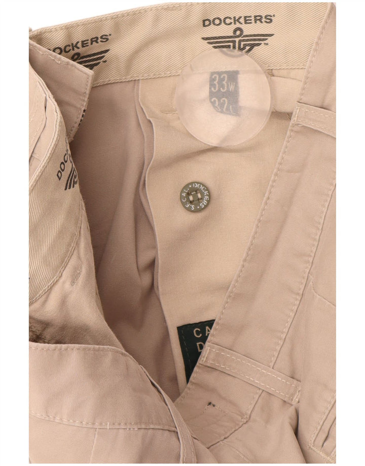 DOCKERS Pantaloni chino con pegging da uomo W33 L30 in cotone beige