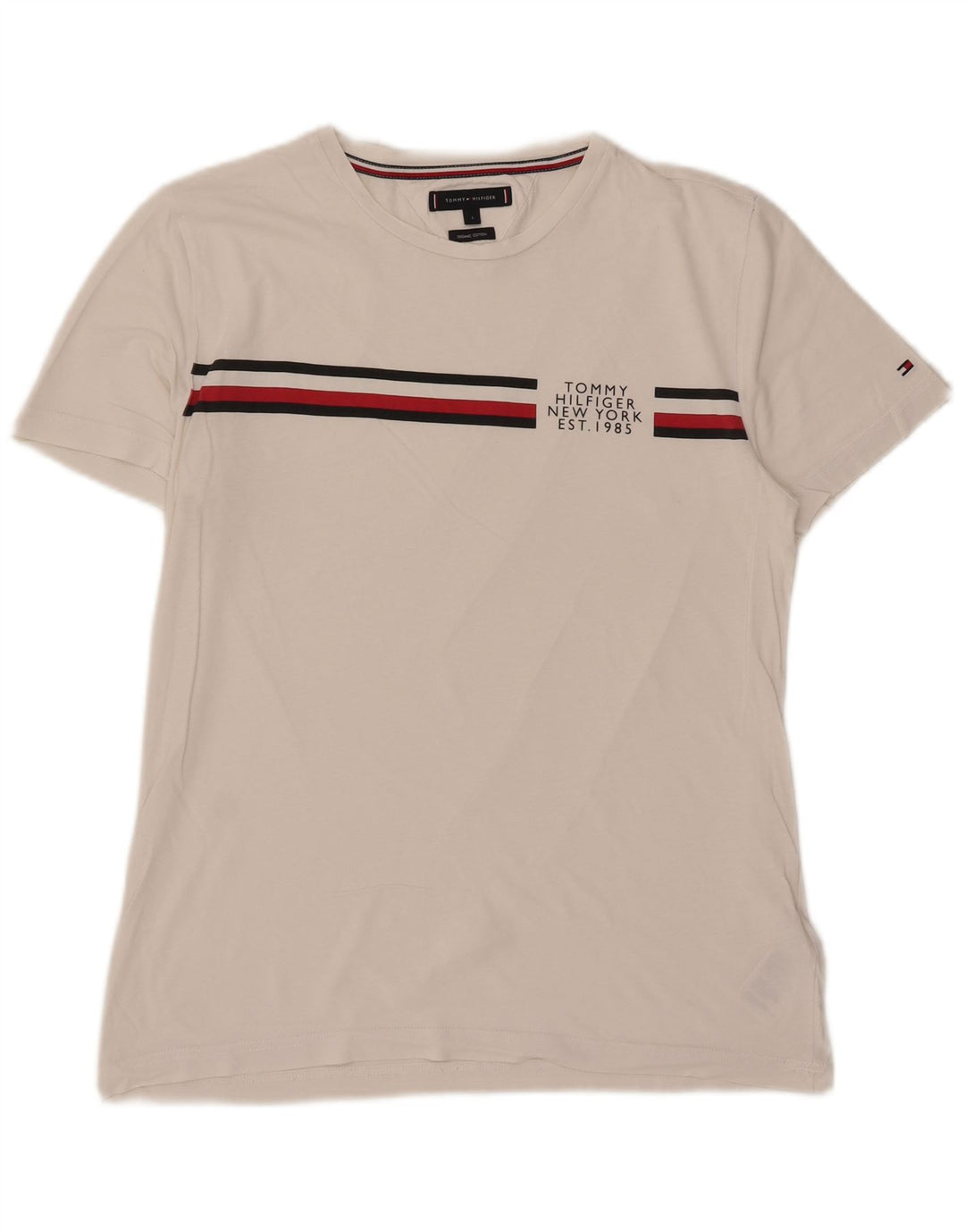 T-shirt da uomo Tommy Hilfiger Top grande cotone a righe bianche