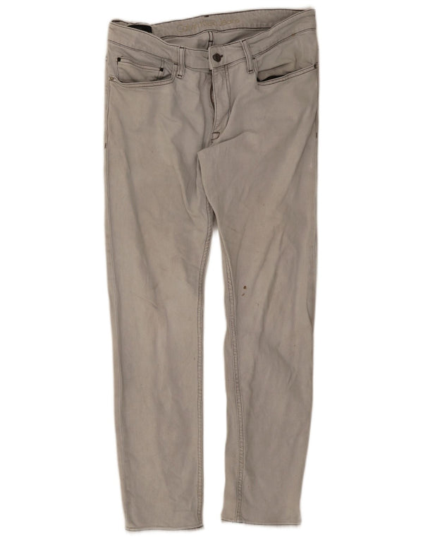 Jeans slim da uomo Calvin Klein W36 L32 cotone grigio