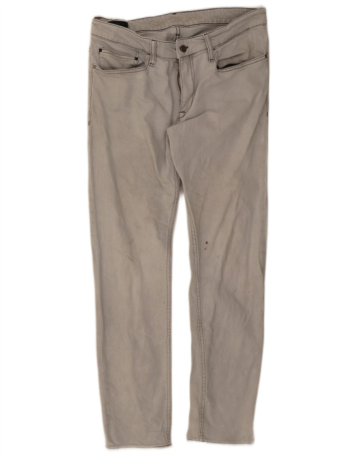 Jeans slim da uomo Calvin Klein W36 L32 cotone grigio