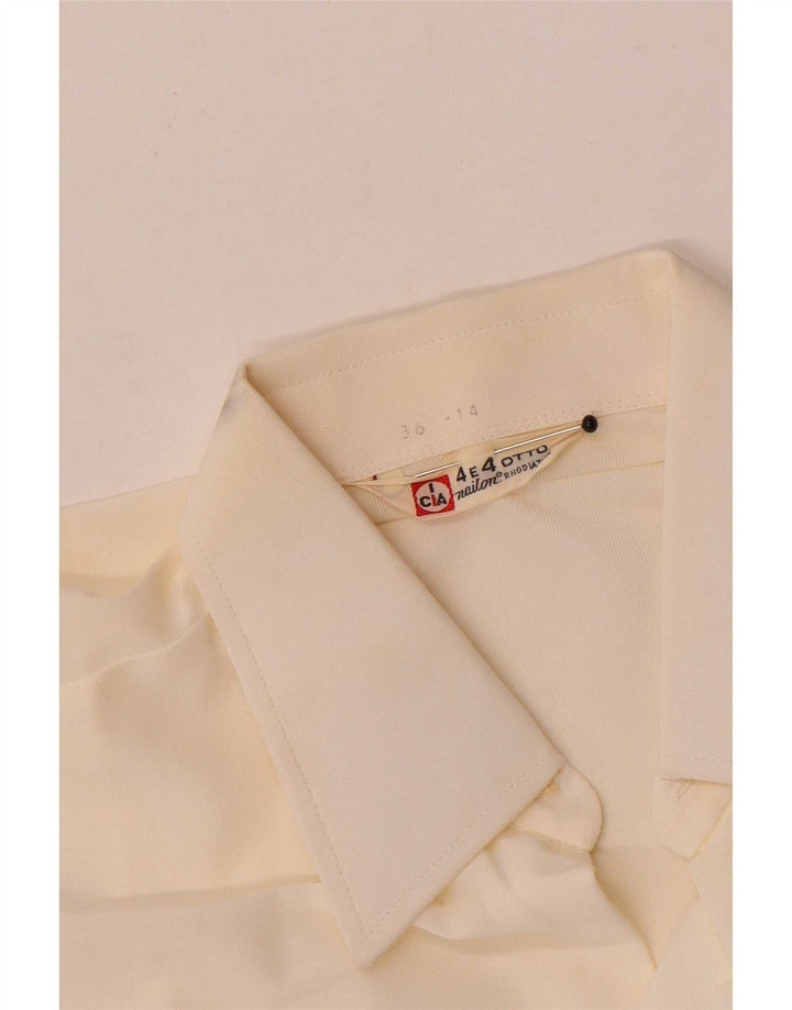 Camicia vintage da uomo taglia 36 14 Small White Nylon