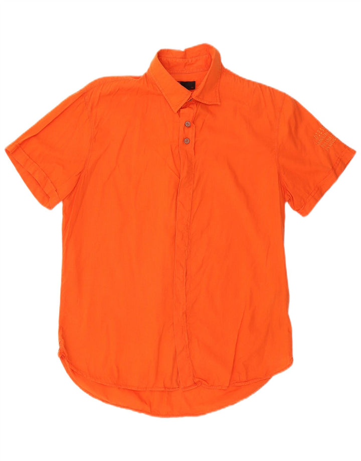 DIESEL Camicia a maniche corte da uomo in cotone arancione medio