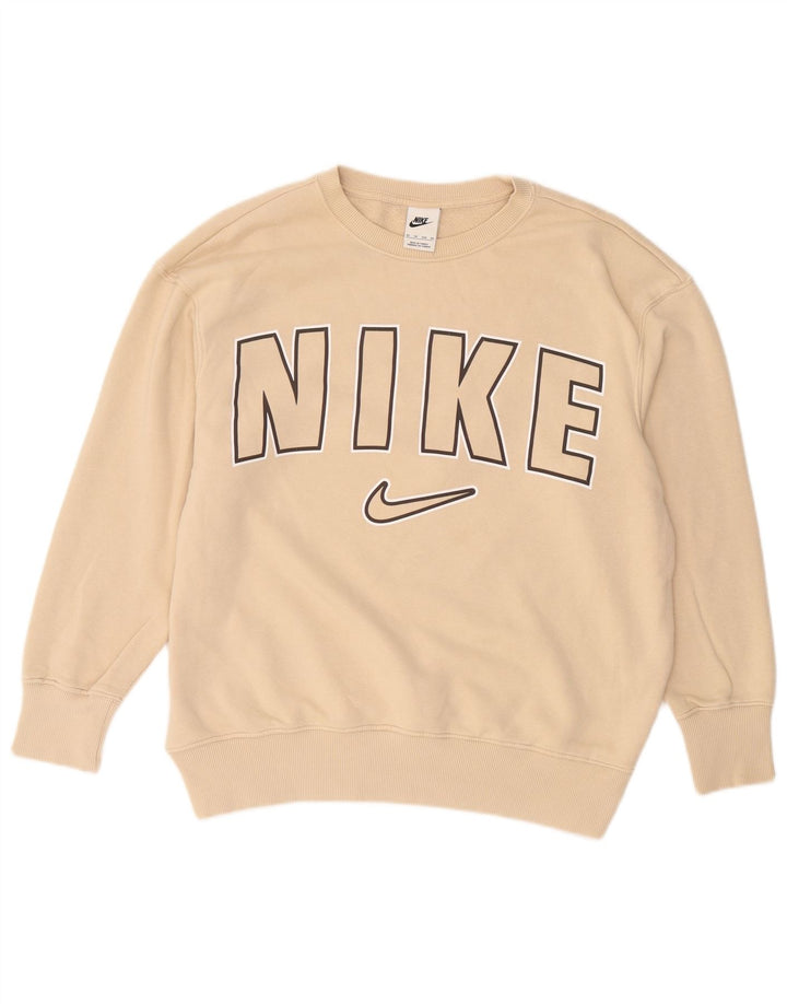 Felpa grafica da uomo Nike XS in cotone beige