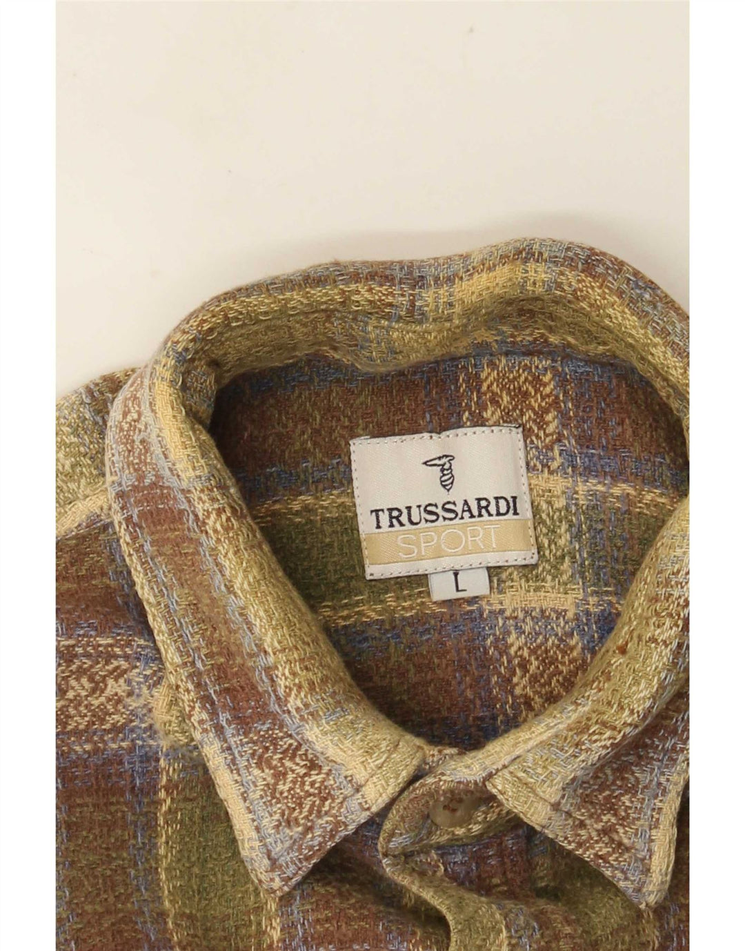 Camicia Trussardi Uomo in Flanella a Quadri Grandi Verdi