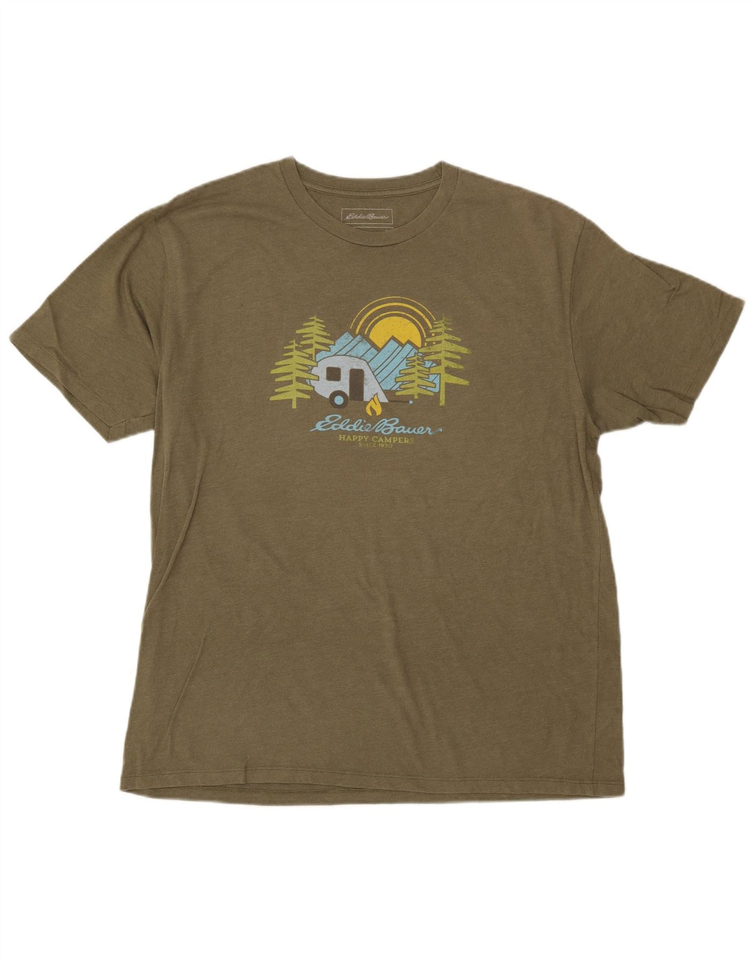 T-shirt grafica da uomo EDDIE BAUER Top grande in cotone kaki
