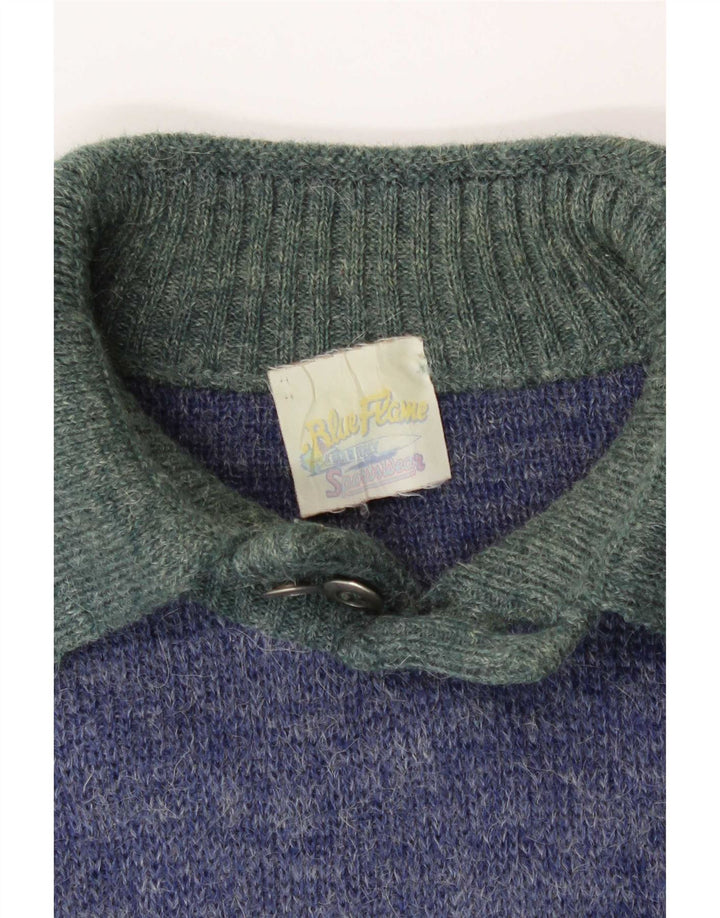 Maglione con collo a polo grafico da uomo Blue Flame XL chiazzato