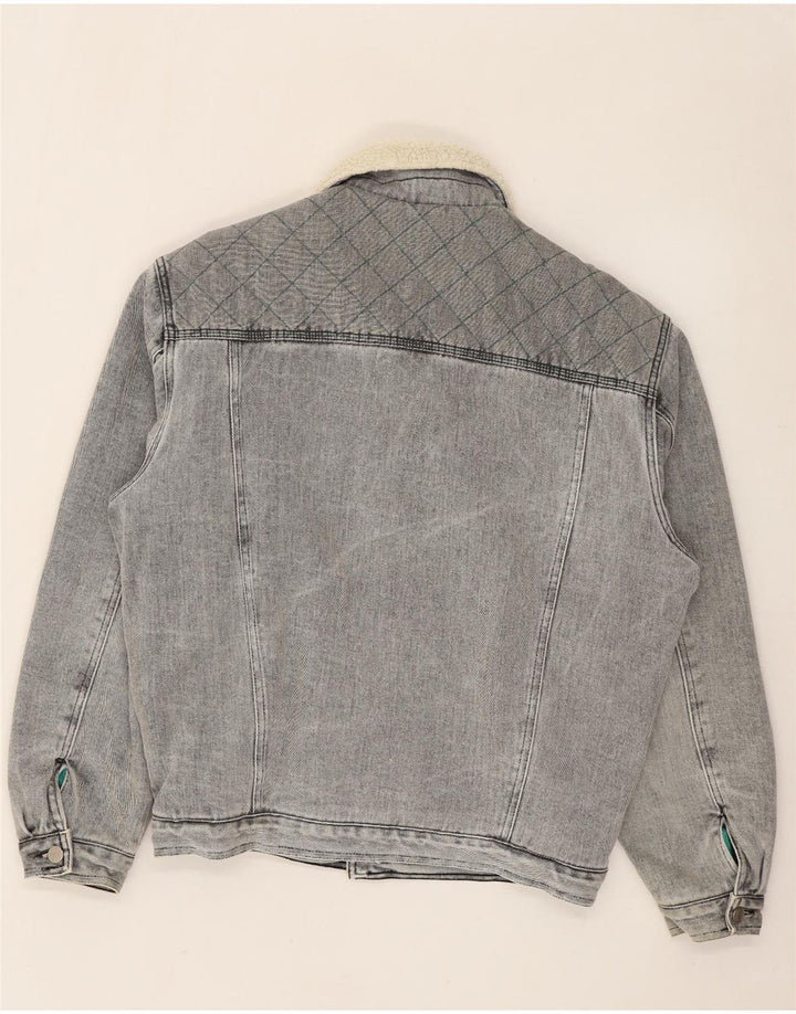 Giacca Mash da uomo in denim sherpa UK 40 grande cotone grigio