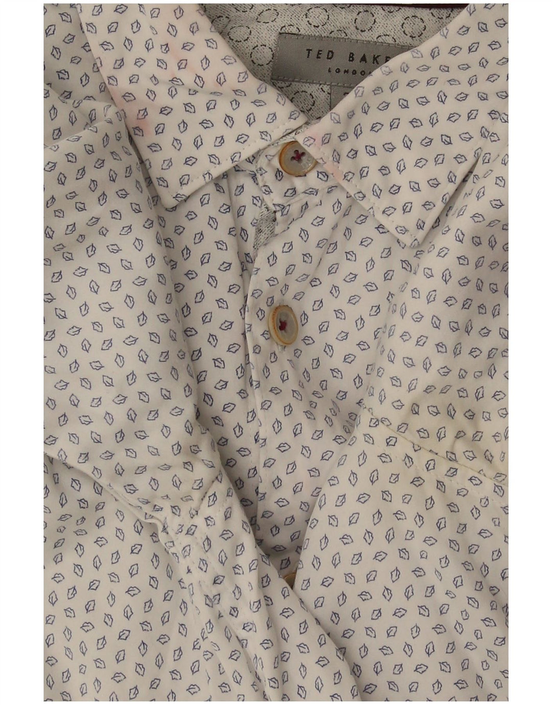 Ted Baker Camicia da uomo con motivo astratto taglia 3 cotone bianco sporco medio