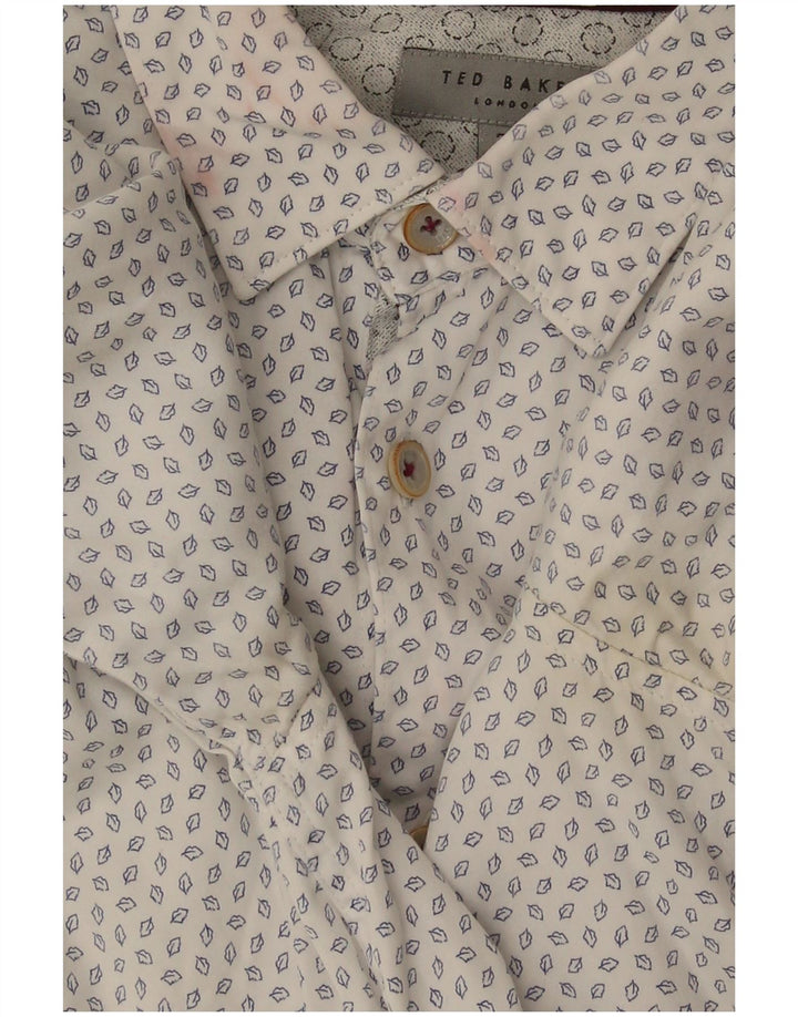 Ted Baker Camicia da uomo con motivo astratto taglia 3 cotone bianco sporco medio