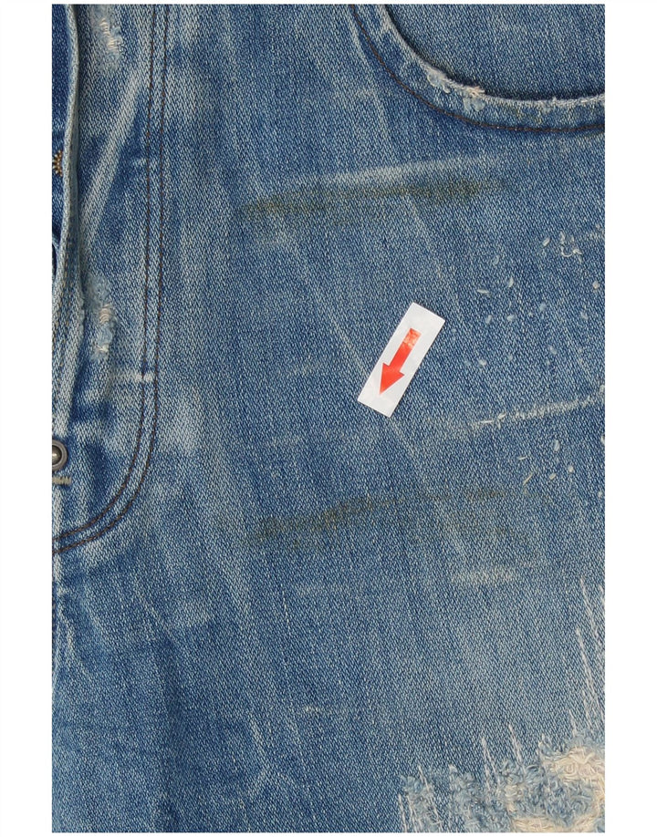 Pantaloncini di jeans da uomo G-Star W32 Cotone screziato blu medio
