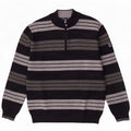 Maglione da uomo con zip e collo Il Granchio, a righe grandi blu navy