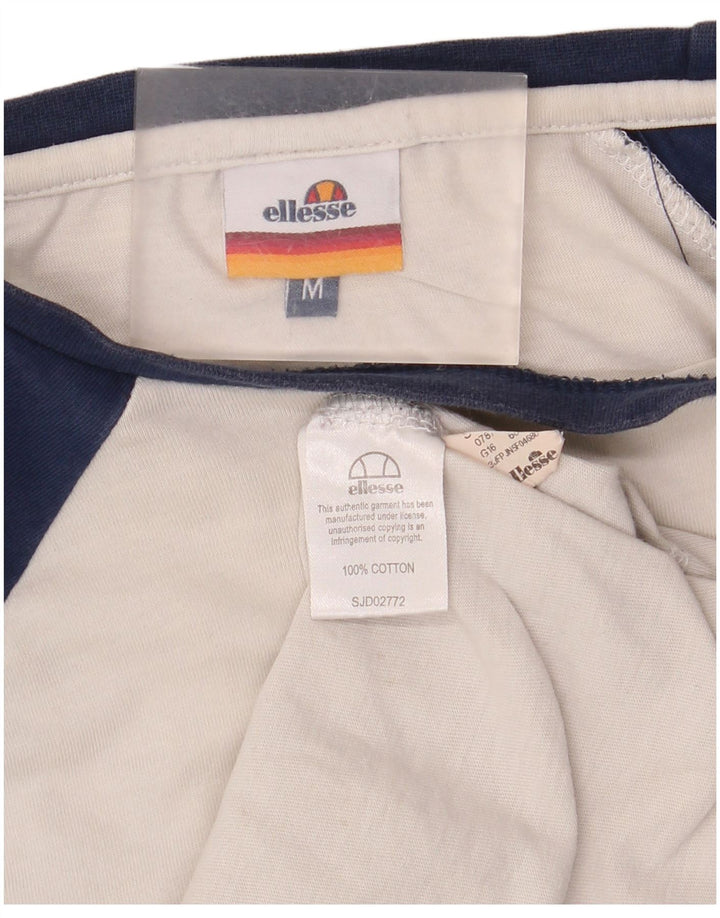 Ellesse Top grafico da uomo a maniche lunghe in cotone color block bianco medio