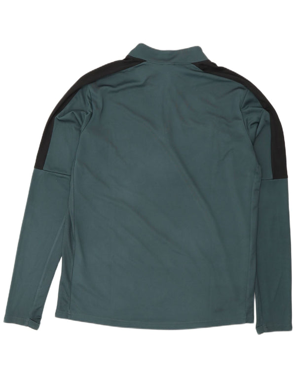 Nike Uomo Dri Fit Zip Collo Top Manica Lunga Verde Medio Poliestere Sport