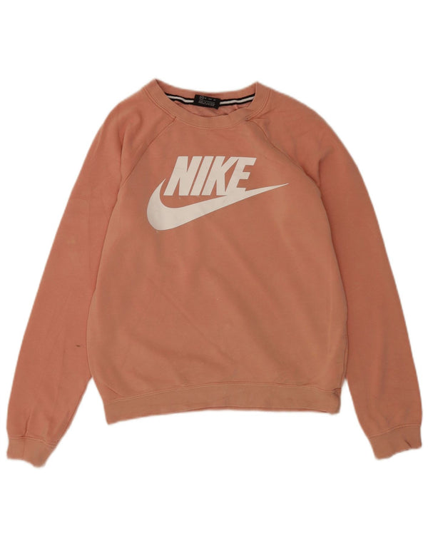 Felpa oversize con grafica Nike da donna UK 6 XS cotone rosa