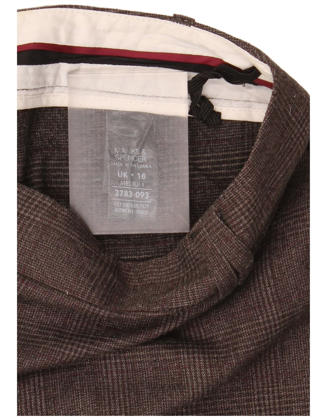 Pantaloni da abito da donna Marks & Spencer UK 16 Large W38 L29 Marrone a quadri