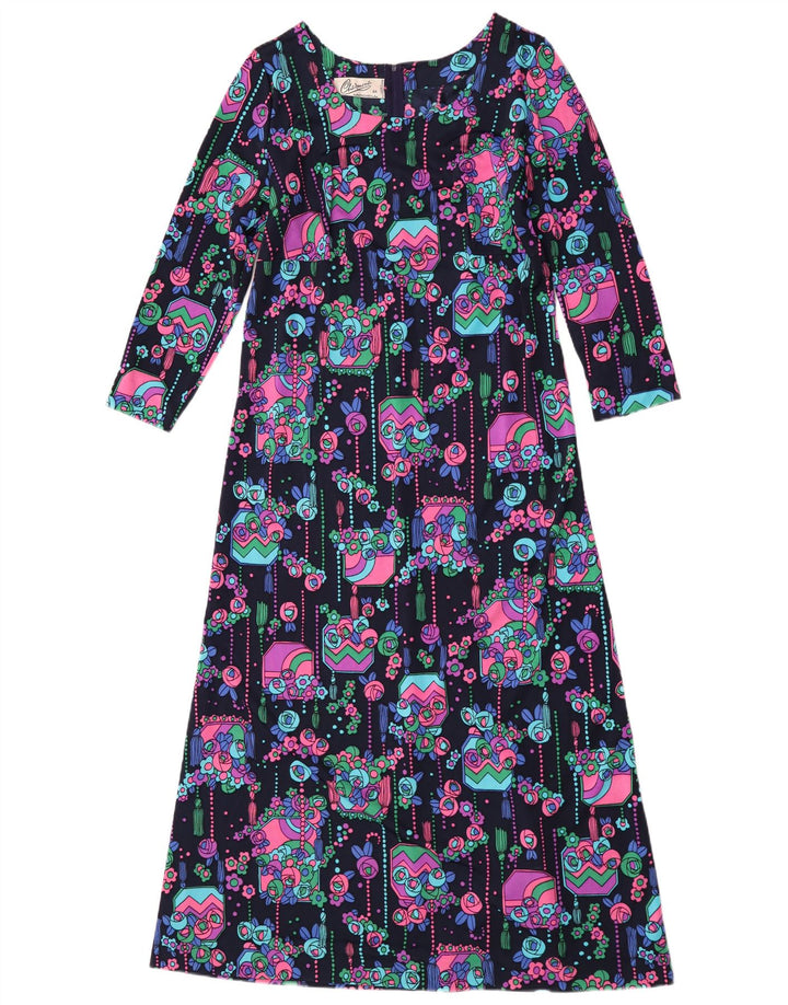 Abito maxi a trapezio da donna vintage IT 44 retrò floreale medio multicolore