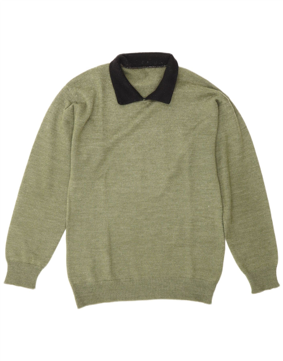 Maglione vintage da uomo con collo alto color block verde medio
