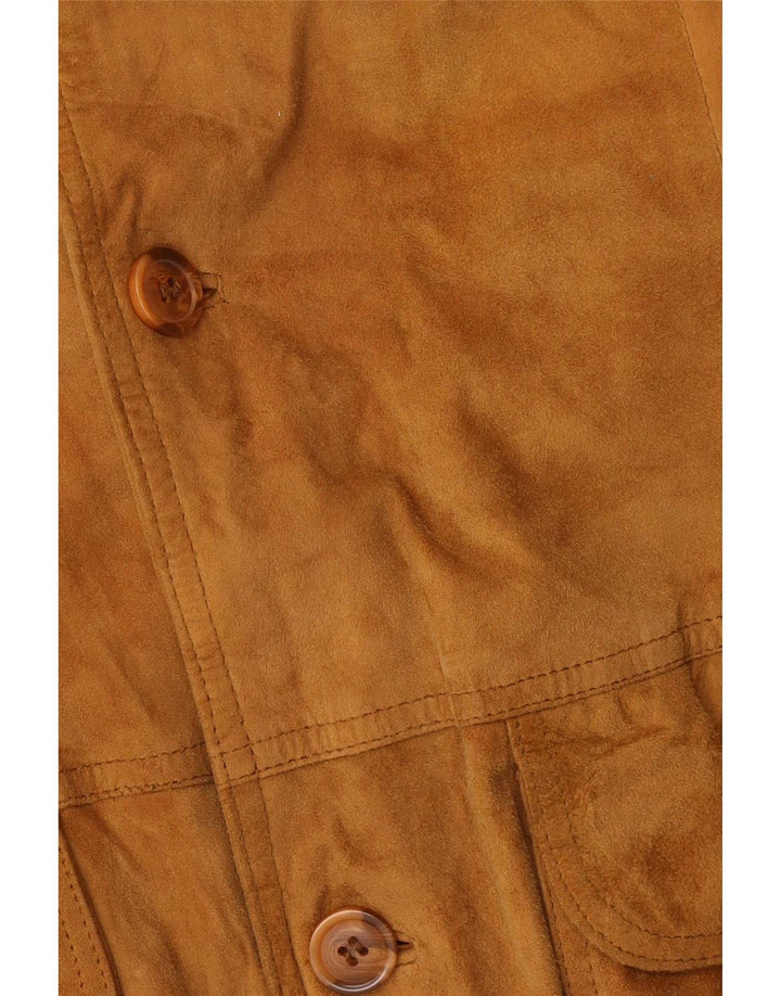 Giubbotto bomber vintage in pelle scamosciata da uomo IT 54 2XL in pelle beige