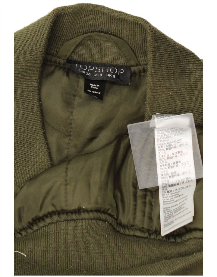 Giubbotto bomber da donna Topshop UK 8 piccolo poliestere kaki