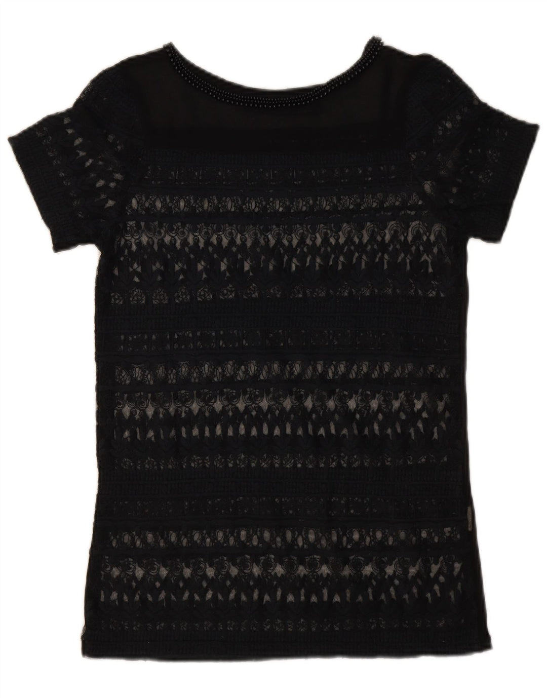 Top trasparente in pizzo da donna Zara UK 6 XS blu navy