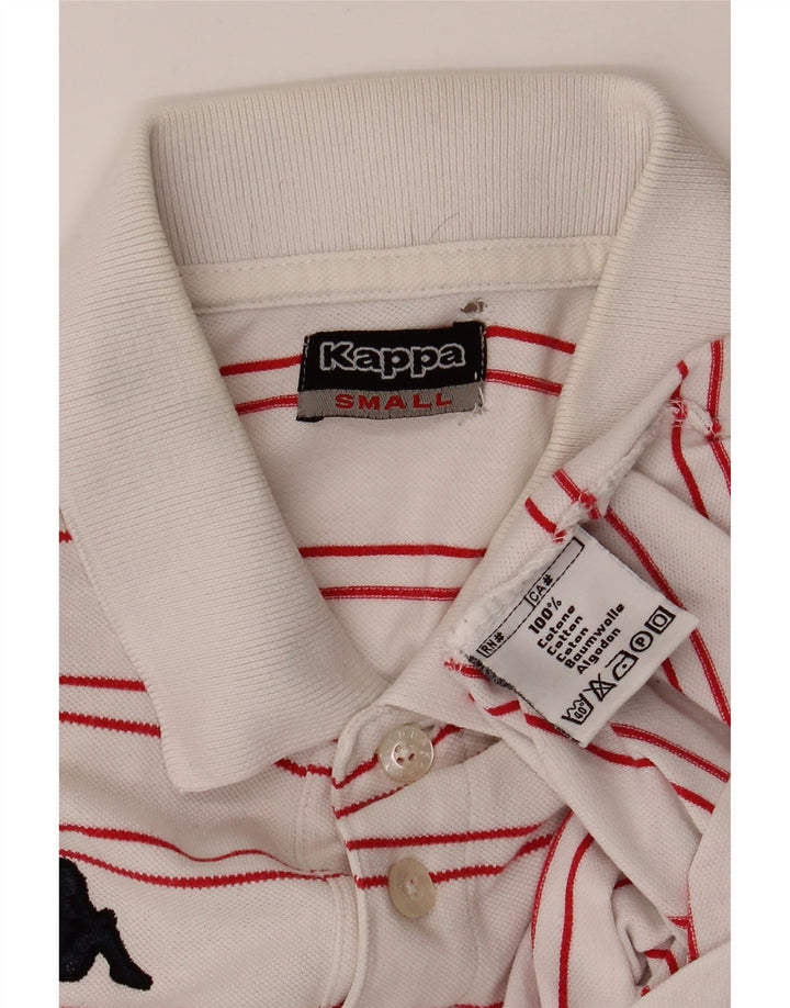 KAPPA Mens Polo Shirt Small White Striped Cotton Vintage Kappa and Second-Hand Kappa from Messina Hembry 