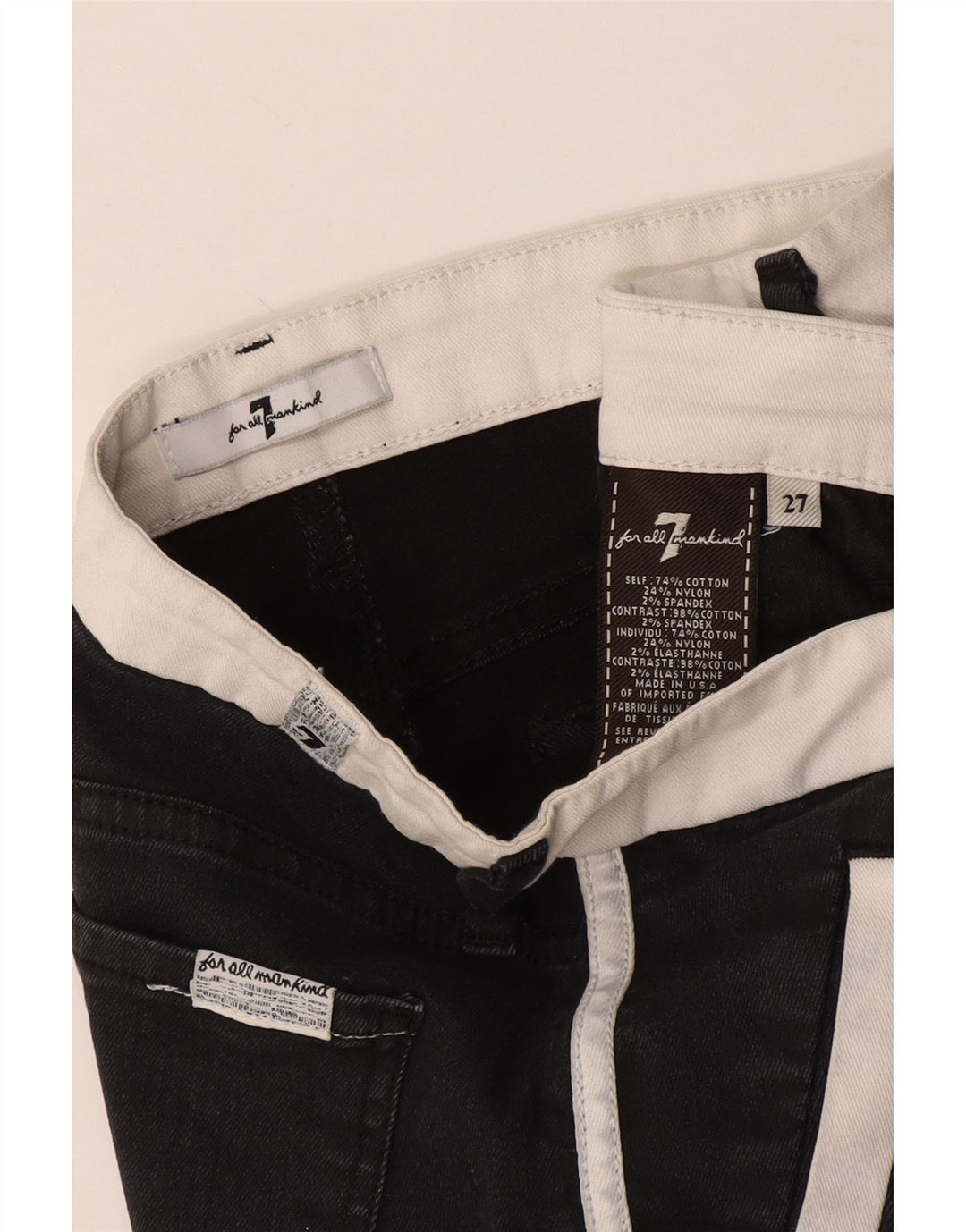 7 For All Mankind Jeans skinny corti da donna W27 L25 Cotone color block nero