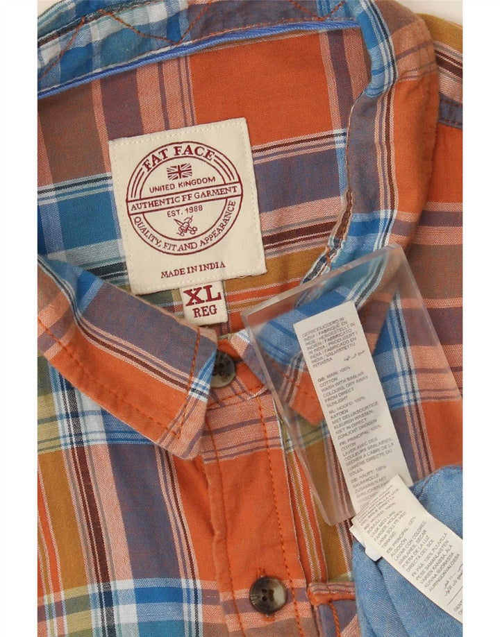 Camicia in flanella da uomo Fat Face XL in cotone a quadri arancione