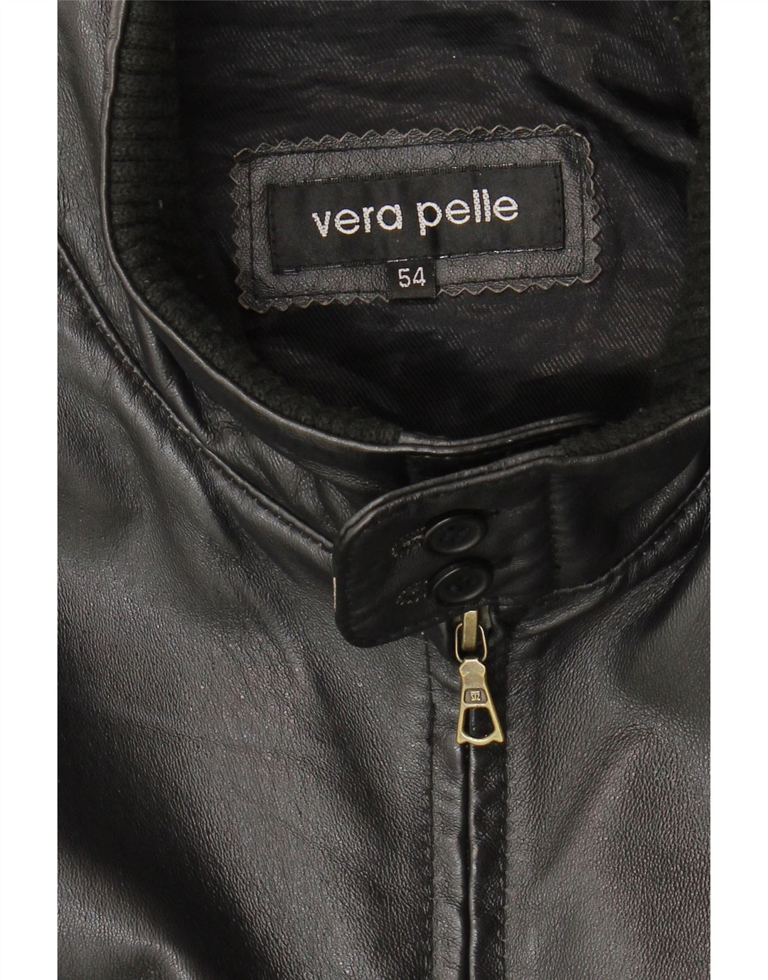 Giacca in pelle vintage da uomo IT 54 2XL Pelle nera