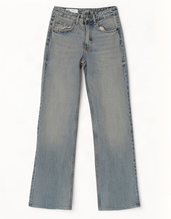 Jeans a gamba larga da donna Zara EU 34 2XS W24 L30 cotone blu