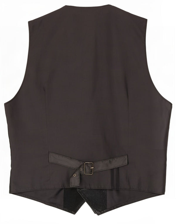 Gilet vintage da uomo in pelle scamosciata media in pelle nera