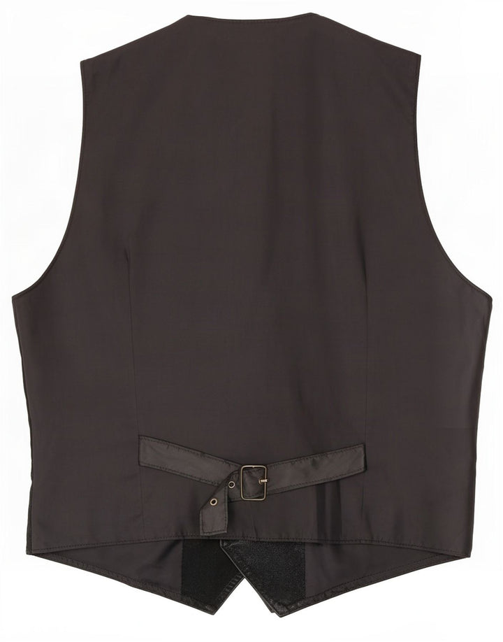 Gilet vintage da uomo in pelle scamosciata media in pelle nera