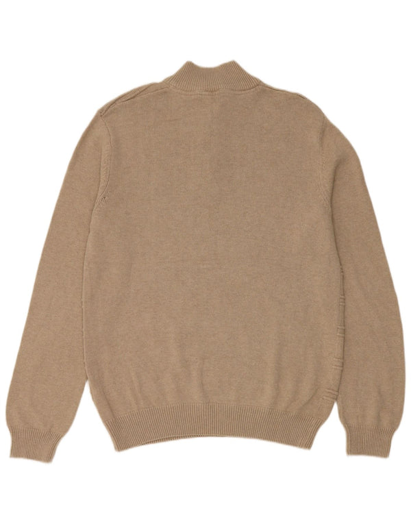 Crew Clothing Maglione da uomo con vestibilità regolare e collo con zip, in cotone beige medio