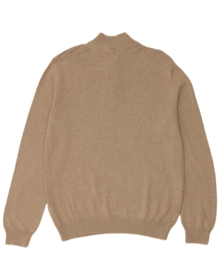 Crew Clothing Maglione da uomo con vestibilità regolare e collo con zip, in cotone beige medio