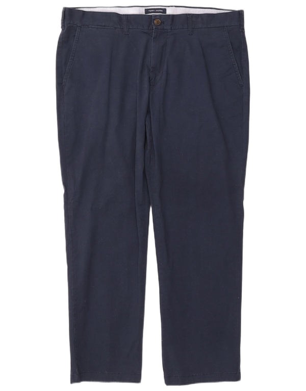 TOMMY HILFIGER Pantaloni chino su misura da uomo W38 L30 cotone blu navy