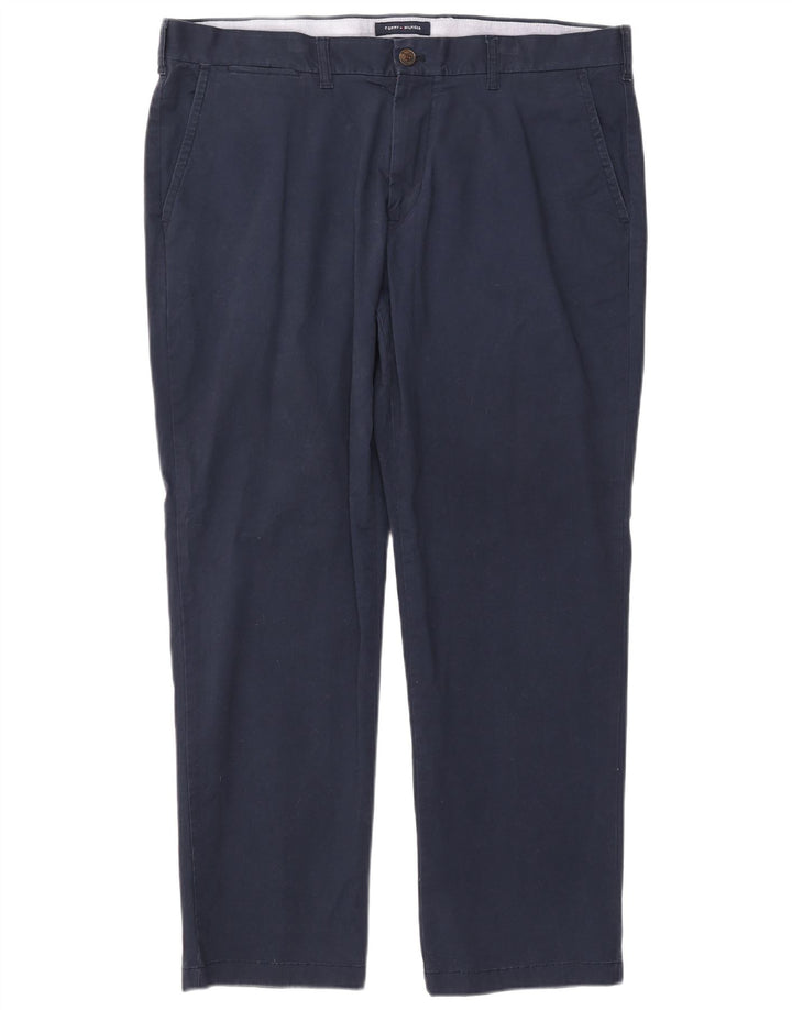 TOMMY HILFIGER Pantaloni chino su misura da uomo W38 L30 cotone blu navy