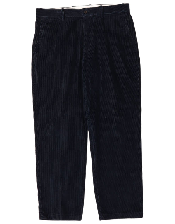 Pantaloni dritti in velluto a coste da uomo Marks & Spencer W36 L31 cotone blu navy