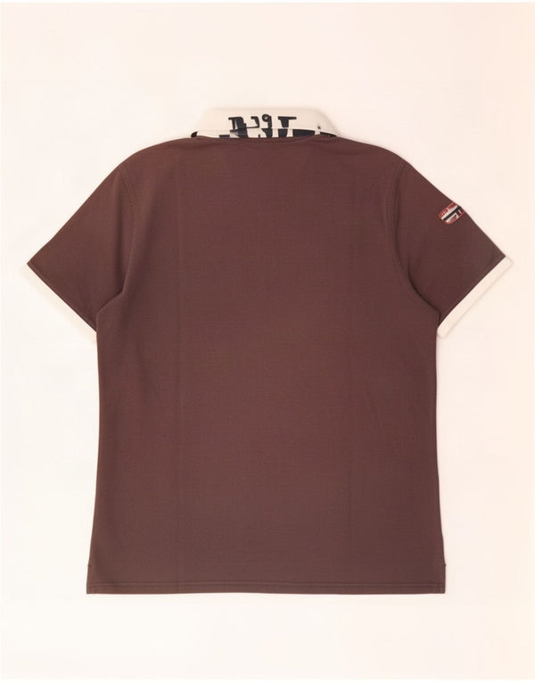 Polo da uomo Napapijri XL in cotone color block marrone