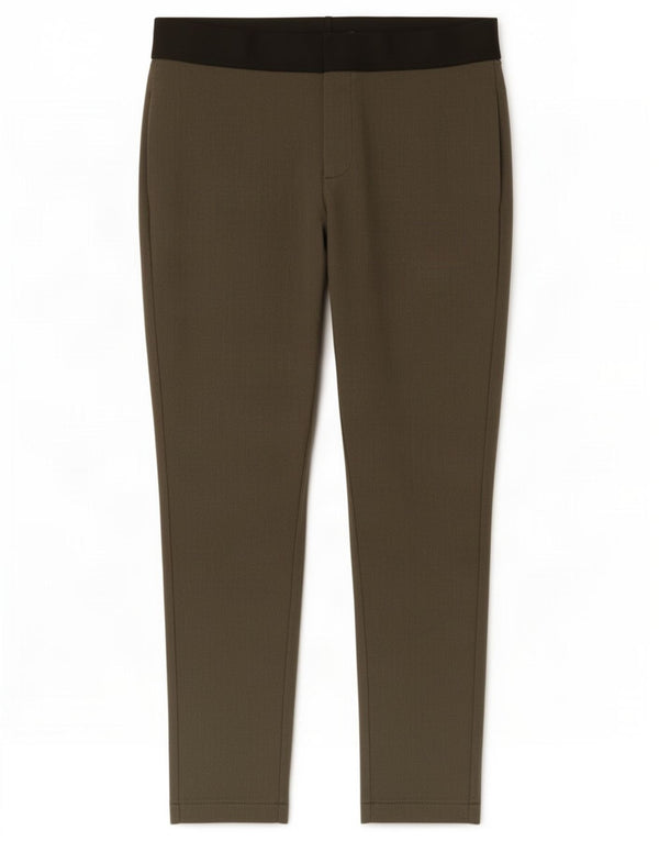 Marks & Spencer Womens Leggings UK 14 Large Khaki Colourblock Cotton