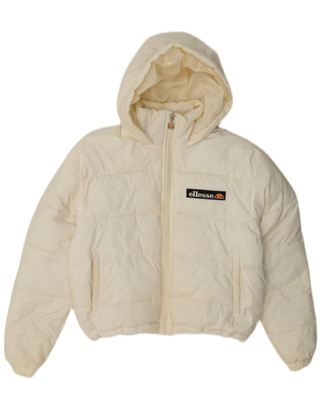 Giacca imbottita oversize con cappuccio da donna Ellesse UK 8 Small Bianco sporco