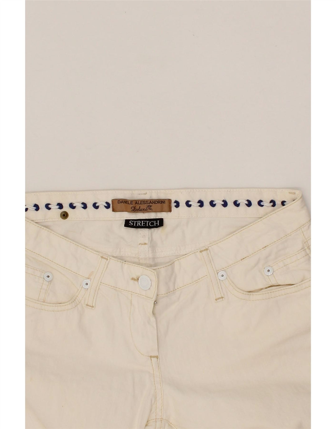 DANIELE ALESSANDRINI Womens Slim Casual Trousers W29 L31 White Vintage Daniele Alessandrini and Second-Hand Daniele Alessandrini from Messina Hembry 