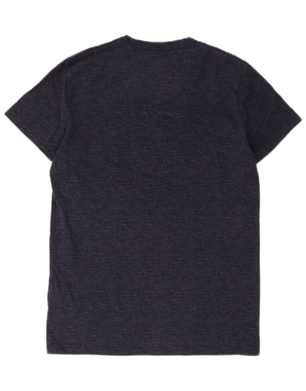 T-shirt grafica da uomo Hollister Top Small in cotone screziato blu navy