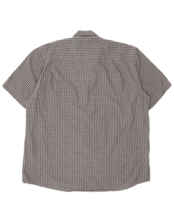 Camicia da uomo a maniche corte Regular Fit Pierre Cardin 3XL Poliestere a quadri grigio