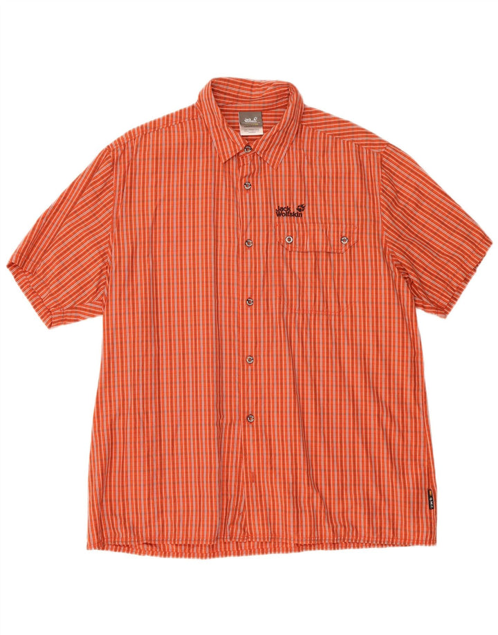 Camicia a maniche corte da uomo Jack Wolfskin XL arancione a quadri Lyocell