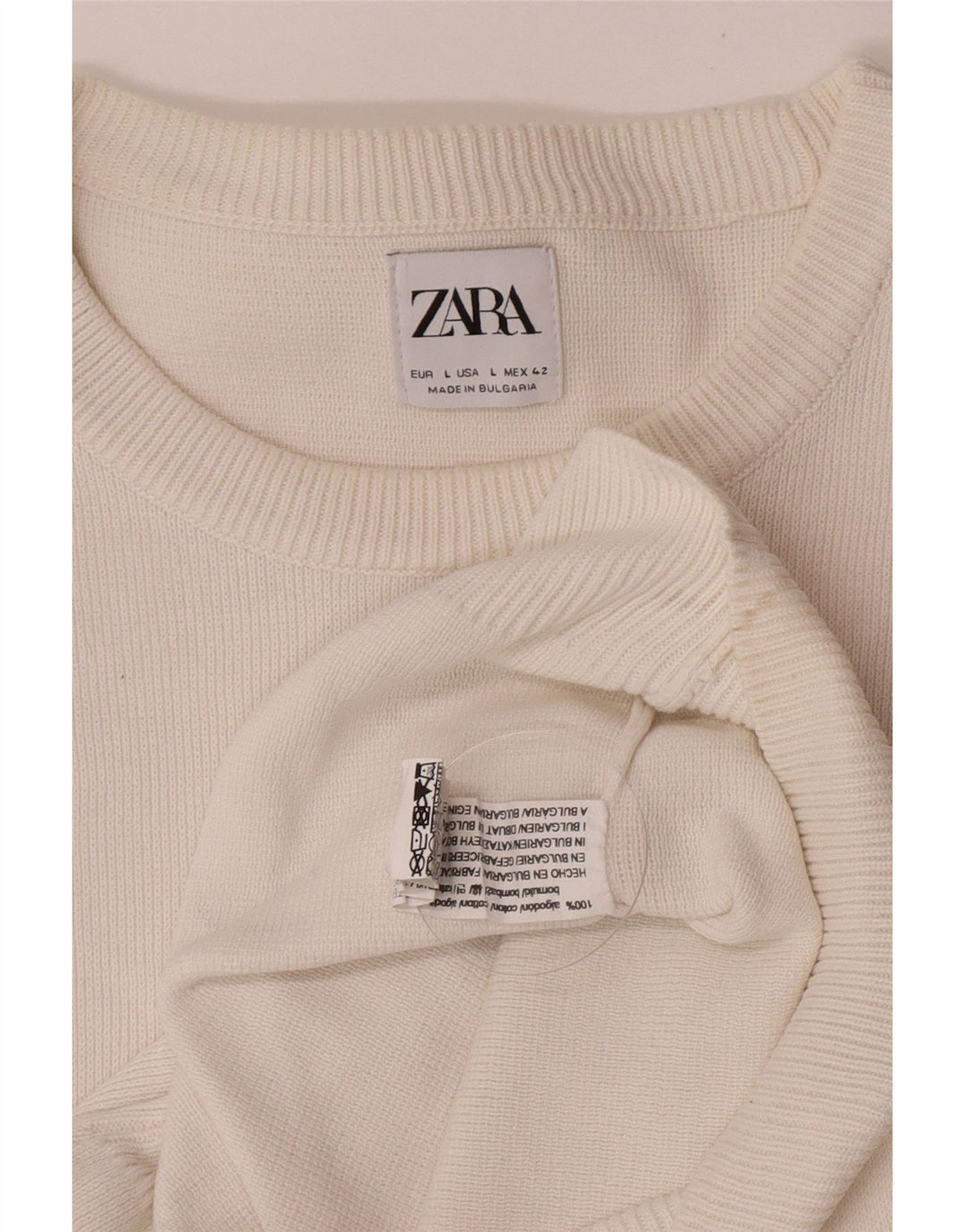 Maglione maglione girocollo da uomo Zara grande in cotone bianco