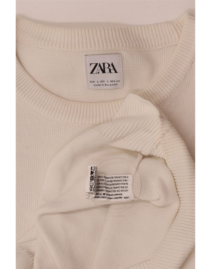 Maglione maglione girocollo da uomo Zara grande in cotone bianco