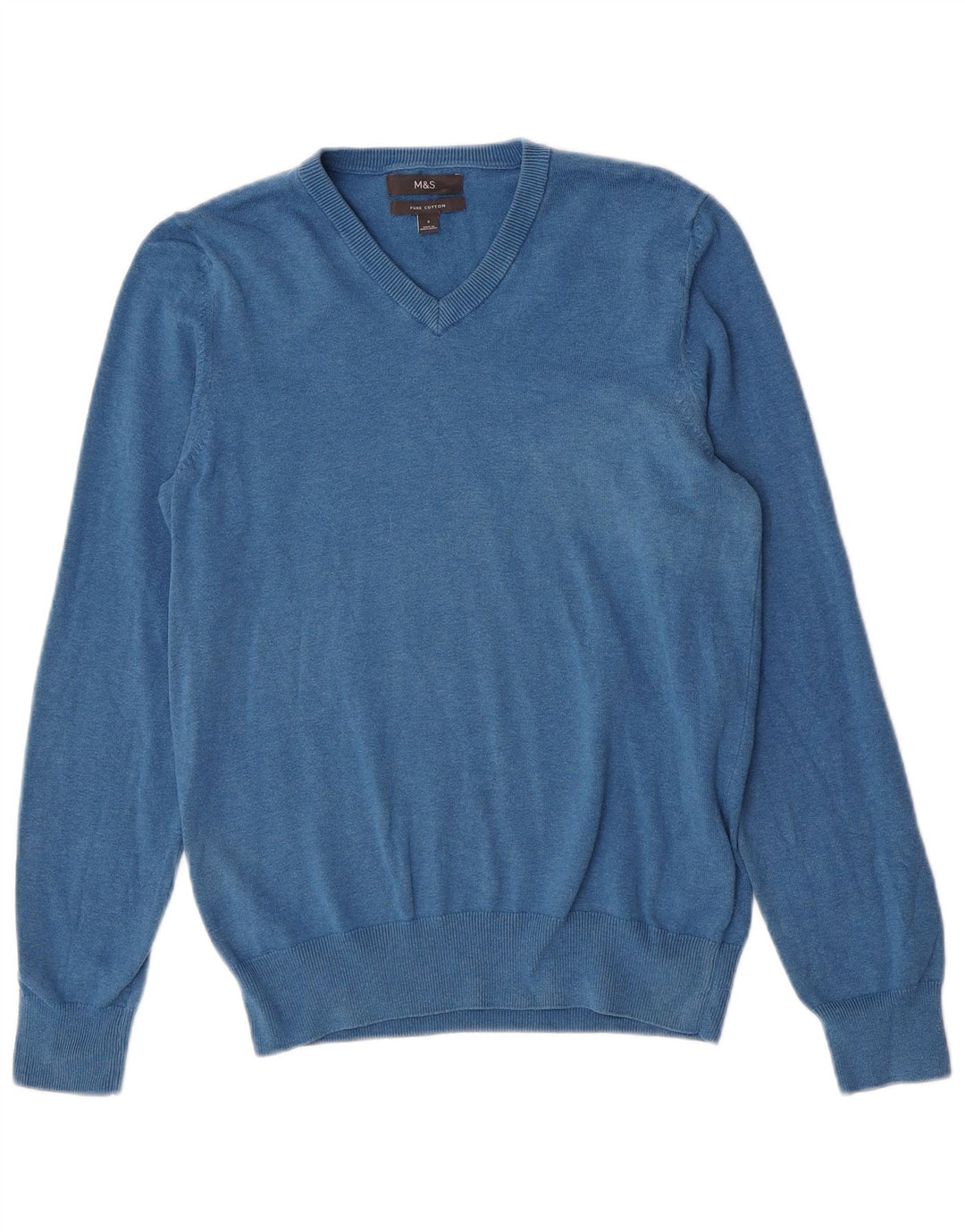 MARKS & SPENCER Maglione da uomo con scollo a V piccolo cotone blu
