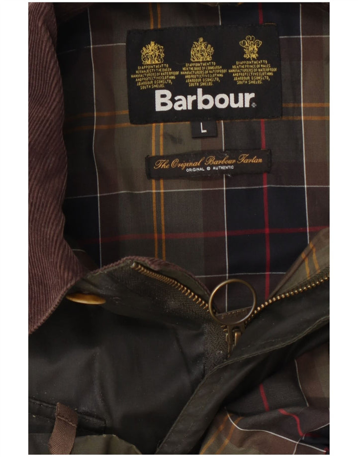 Barbour Giacca da uomo in cotone cerato UK 40 Large Khaki Colourblock