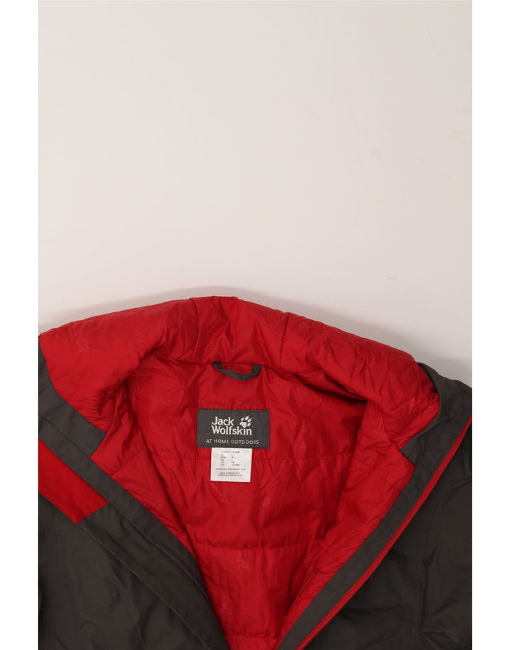 JACK WOLFSKIN Womens Hooded Windbreaker Jacket UK 16 Large  Grey Polyester Vintage Jack Wolfskin and Second-Hand Jack Wolfskin from Messina Hembry 